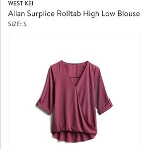 WEST KEI Allan surpluses Rolltab high low blouse